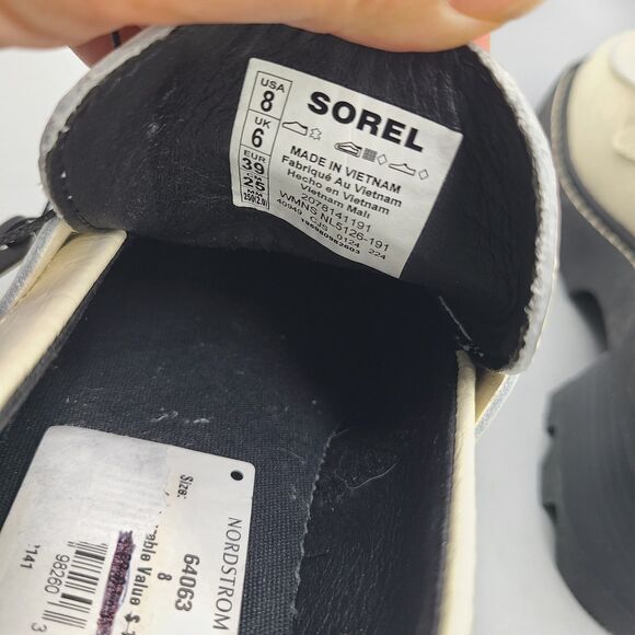 Sorel Joan Now City Women's Loafer Chalk Croc Leather Heel Platform Sz 8 NEW - Picture 6 of 8